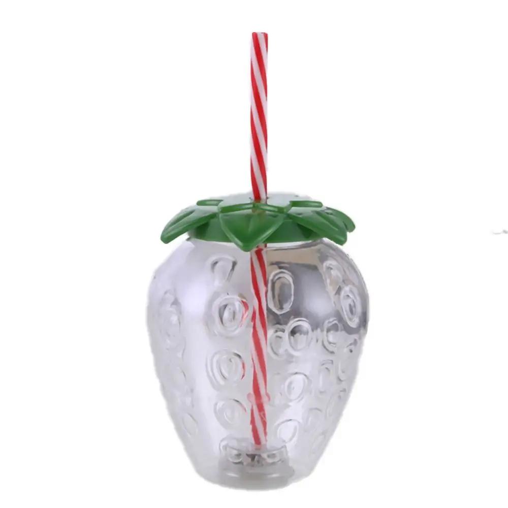 Tasse de paille de fruits de dessin animé, eau neutre, AMP, qualité alimentaire, verres en plastique