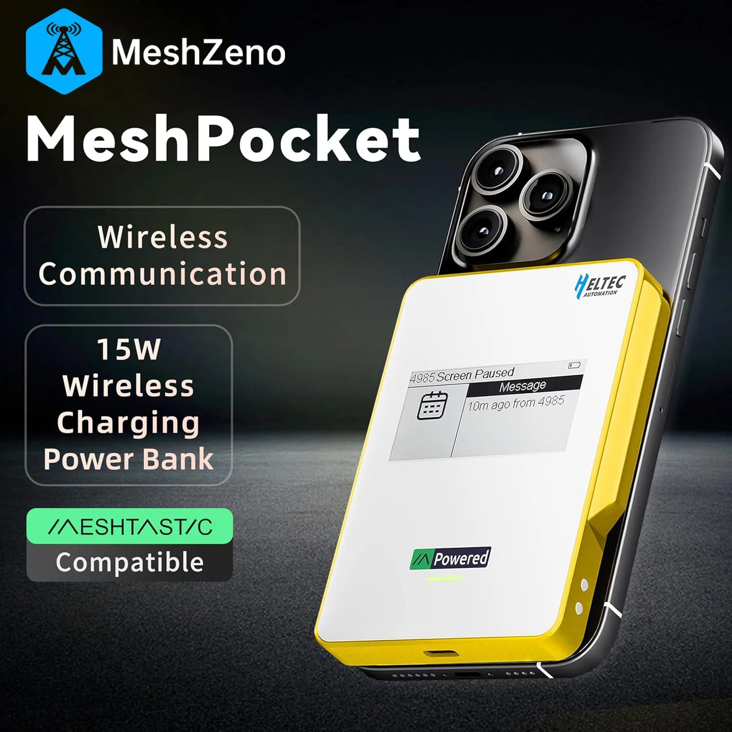 Batterie externe magnétique Heltec MeshPocket 5000/10000mAh Qi2 avec charge rapide sans fil 15W et B