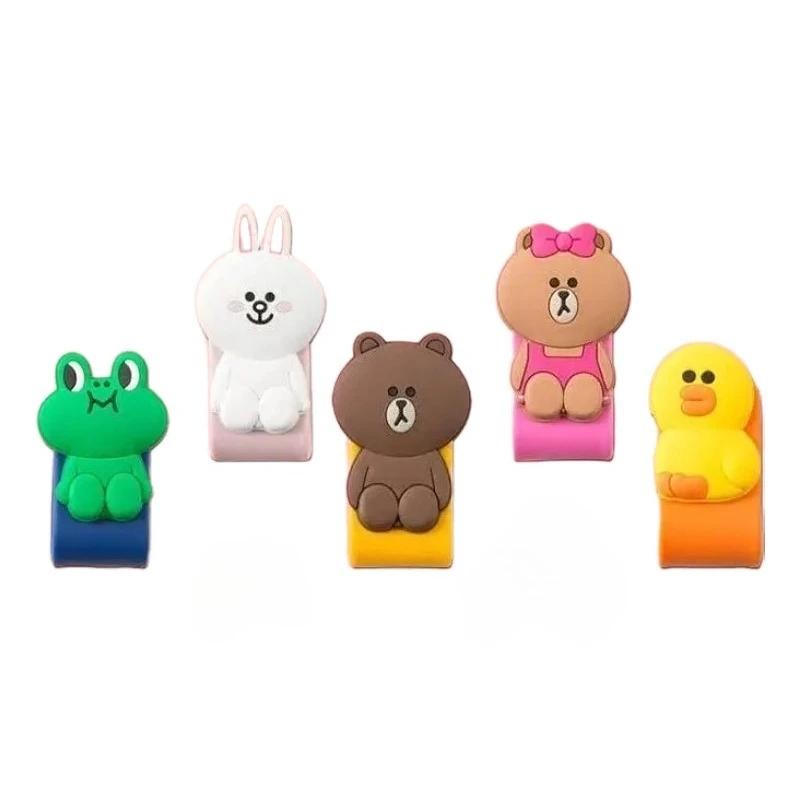 Mignon Organisateur de Câbles en Silicone LINE FRIENDS Brown Cony Sally pour Gestion des Câbles d'Éc