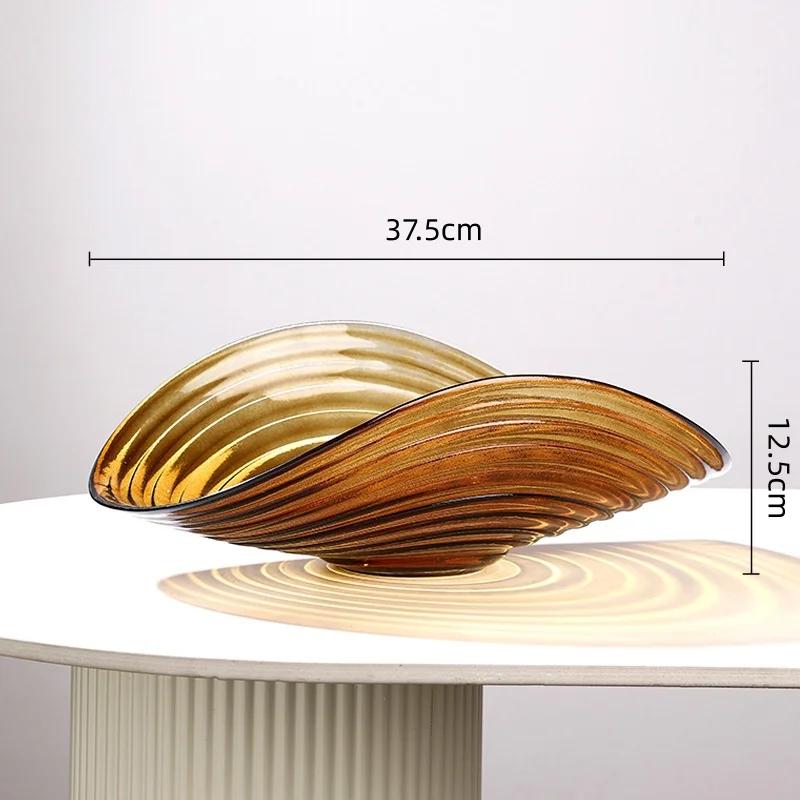 Plateau en verre géométrique en forme de coquille Saint-Jacques, plat à fruits, récipients de rangem