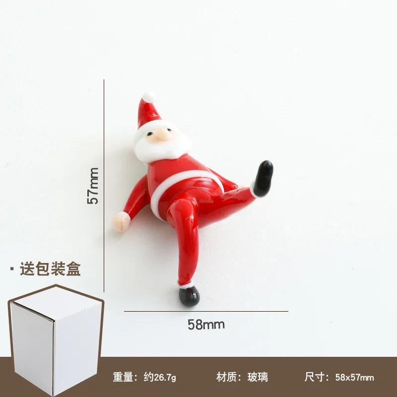 Figurine de Père Noël en verre créative, mini ornement mignon pour bureau, ordinateur, salon, décora