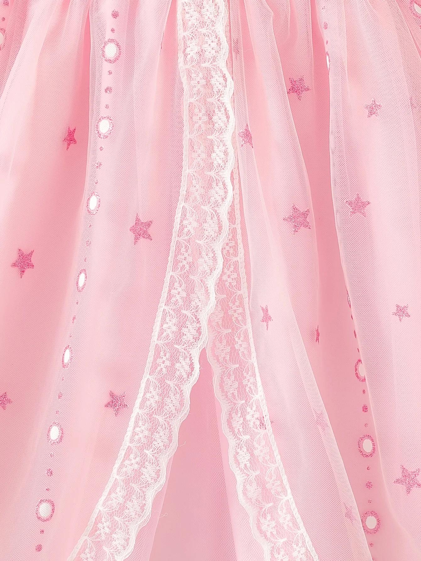 Robe de princesse à imprimé dessin animé style K-Pop pour filles : haut côtelé rose à manches longue
