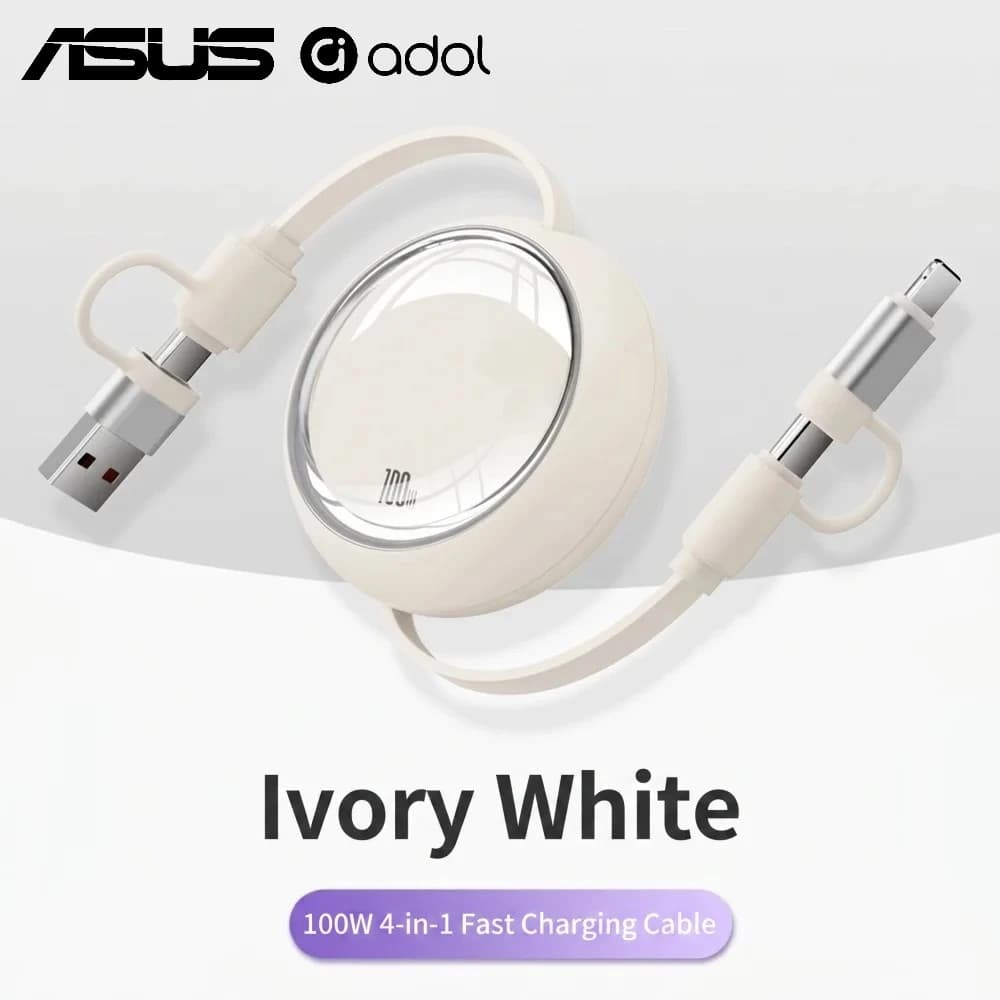 ASUS – câble de charge rapide rétractable USB A vers USB C, 100W, pour iPhone, Samsung, Xiaomi, télé