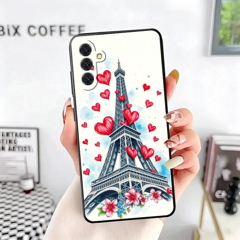Coque de téléphone souple France Tour Eiffel Paris pour Samsung A17 A37 A57 A16 A26 A36 A56 A15 A25