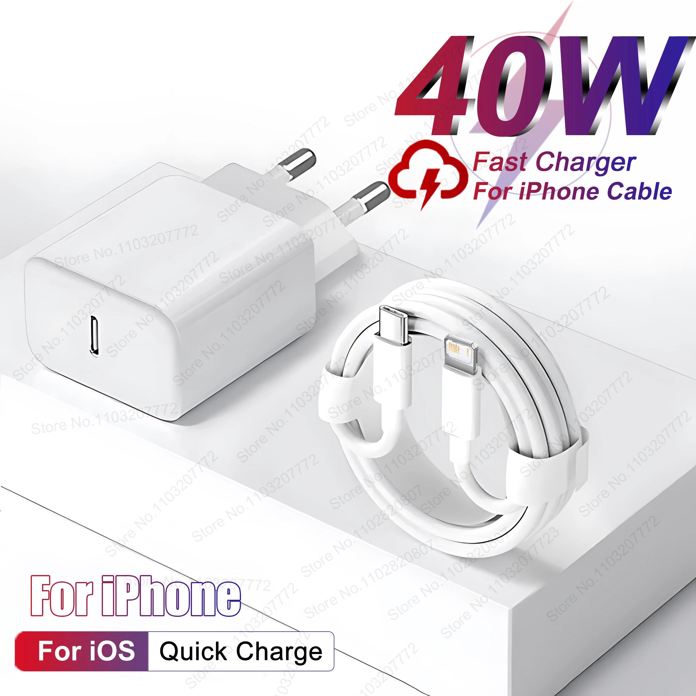 Chargeur de téléphone PD 40W pour iPhone 11 12 13 14 15 16 Pro Max 16 Plus, ligne de données USB C, charge rapide, câble de Type C