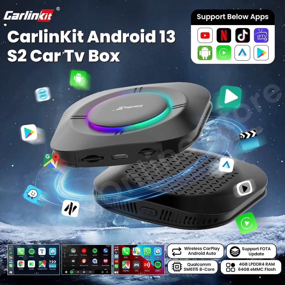 Carlinkit Android 13 S2 Ai Box SM6115 Carplay sans fil