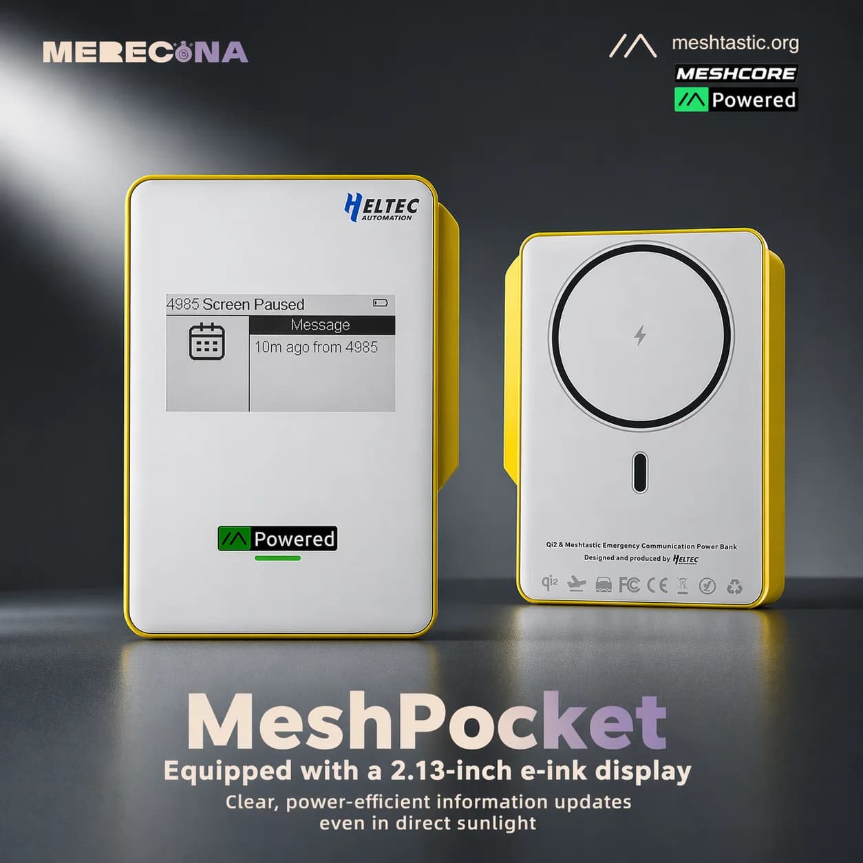 Batterie externe magnétique Heltec MeshPocket Qi2 5000/10000mAh 15W Charge rapide sans fil pour Meshtastic MeshCore iPhone Android 