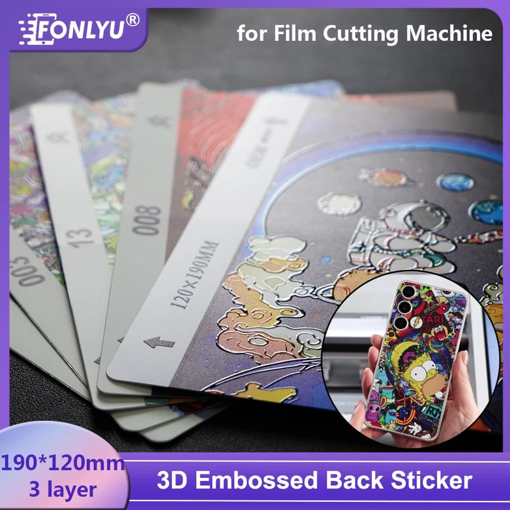 FONLYU 50pc 3D en relief peau arrière autocollant Film de protection feuille décorative