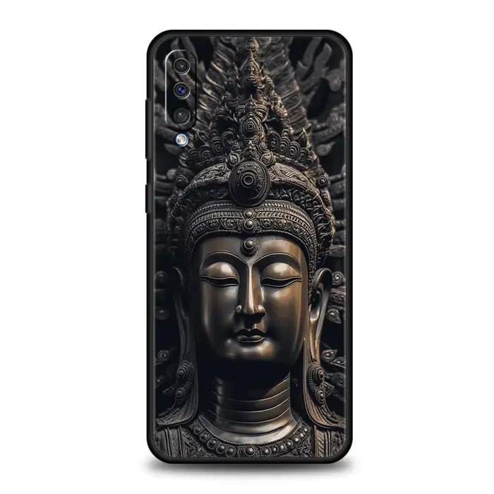 Coque de téléphone avec statue de Bouddha en pierre pour Samsung A56 A36 A26 A54 A52 A24 A14 A50 A72