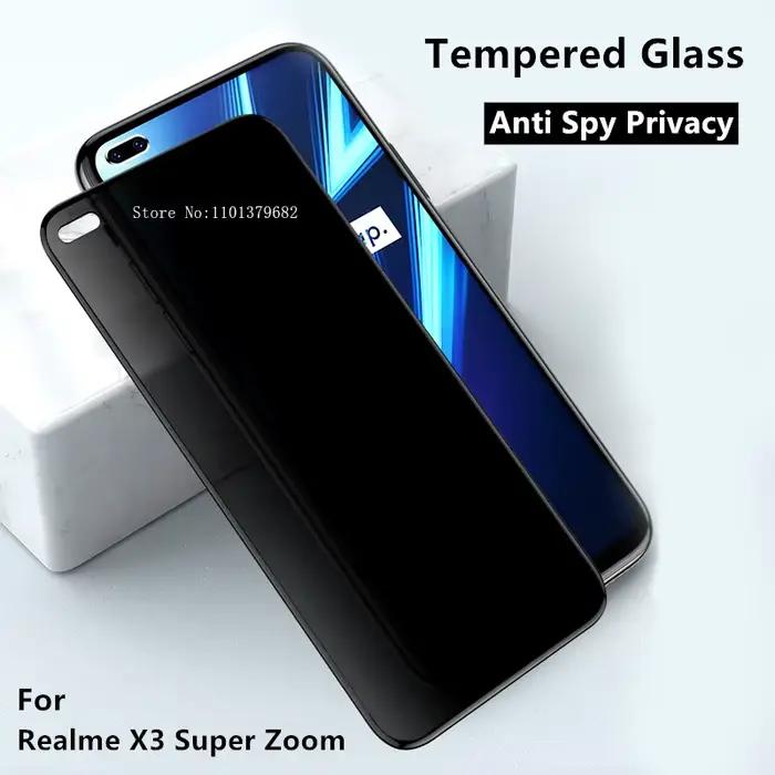 Protecteur d'écran pour Realme X3, 3 pièces, Protection de la vie privée, Super Zoom, couverture com