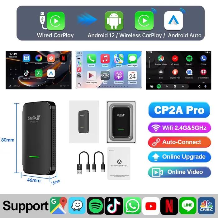 CarlinKit CP2A Pro Ai Box adaptateur sans fil CarPlay Android Auto sans fil Smart CarPlay Box prise