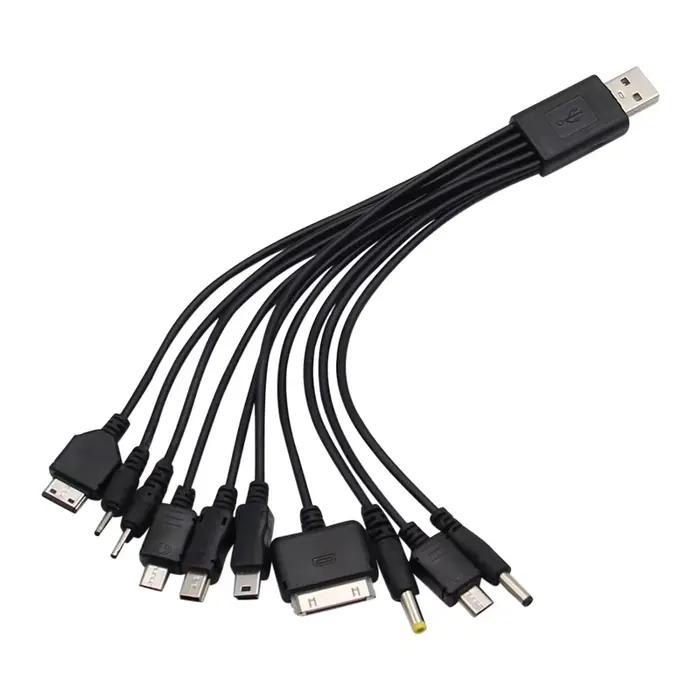 Câble de chargeur de téléphone portable universel USB vers prise multiple 10 à 1 câble USB pour Sams