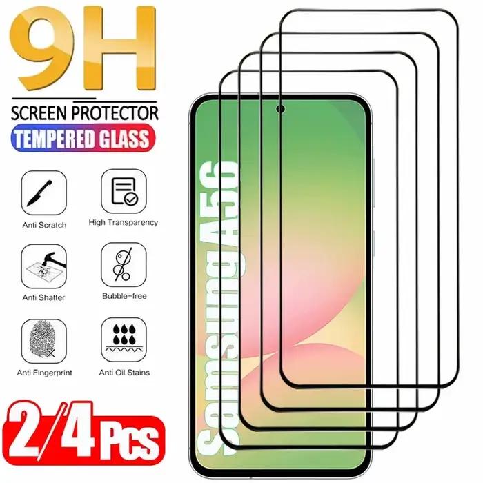 Protecteur d'écran 2-4 en 1 en verre trempé pour Samsung Galaxy A56 A55 A54 A53, compatible avec Sam