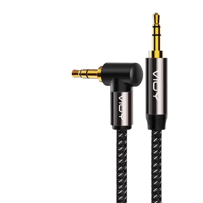 Câble audio auxiliaire 3,5 mm, cordon jack stéréo auxiliaire mâle-mâle à angle droit pour casque, ha