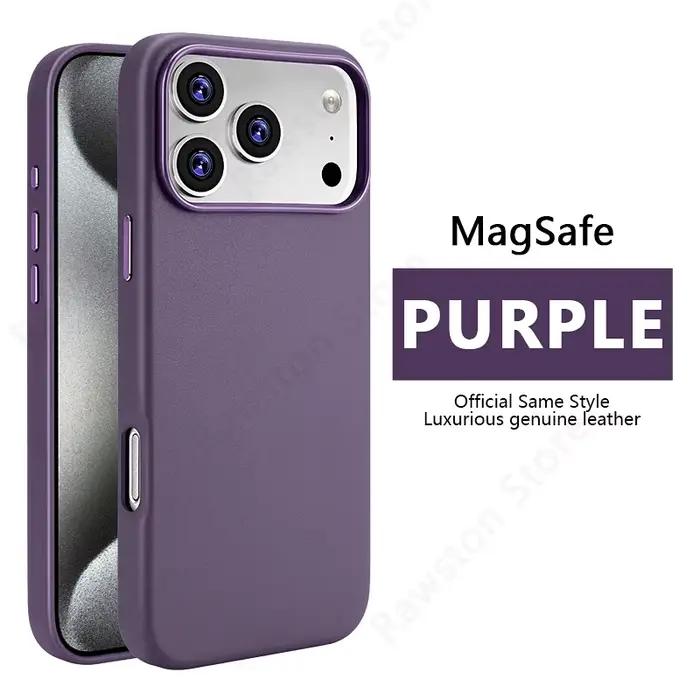 Étui en cuir magnétique officiel pour Apple iPhone 17 Pro Max 16 13 12 14 15 Plus, compatible MagSaf
