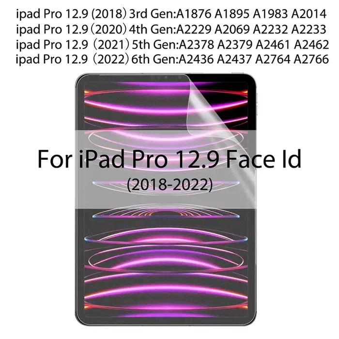 Protecteur d'écran en PET pour iPad Pro 12.9 2022 2021 2020 2018 2017 2015, Film de protection pour