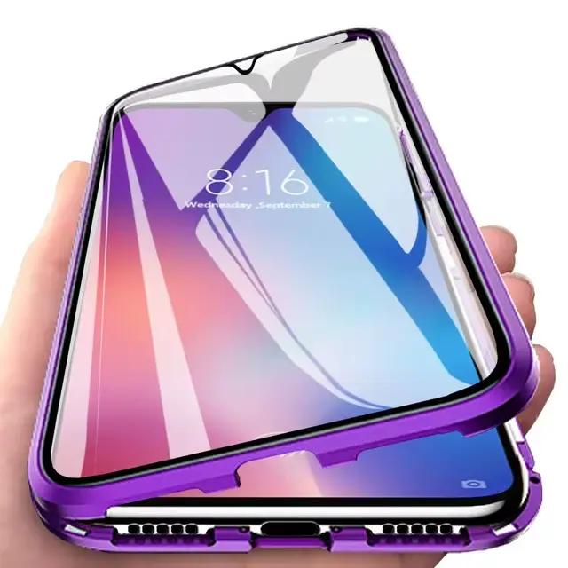 Coque de téléphone magnétique en métal, Protection complète, étui en verre Double face pour Samsung