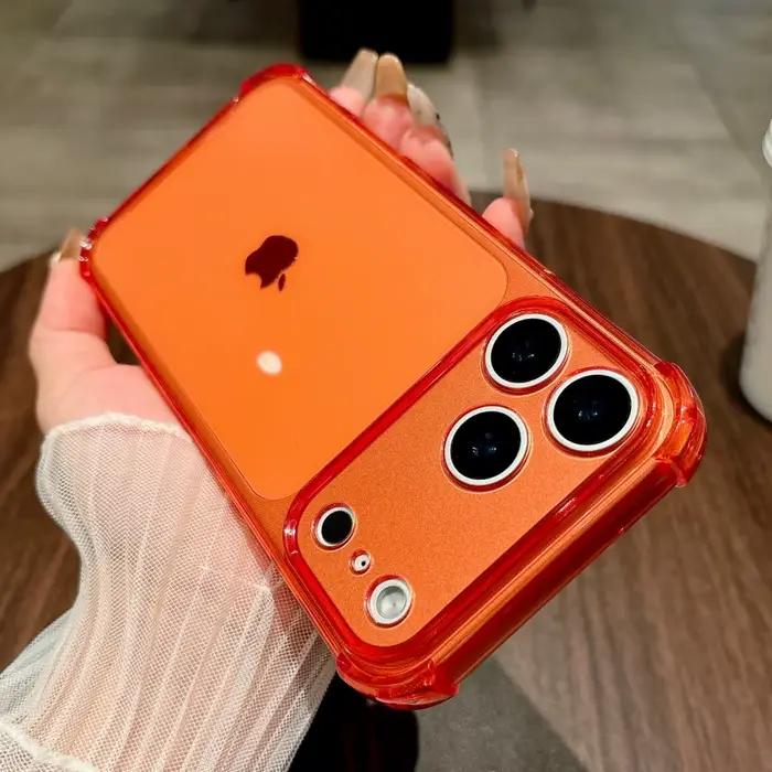 Coque transparente en TPU souple néon antichoc pour iPhone 17 Pro Max 16 15 14 13 12 11 XR XS X 7 8