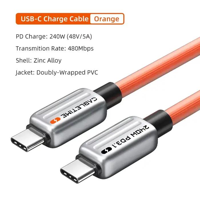 CABLETIME PD240W câble de chargeur USB C PD3.1 pour MacBook Samsung Xiaomi câble USB C vers USB C PD