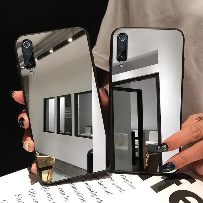 Coque de téléphone miroir pour Samsung S25 S24 S23 S22 S21, étui souple noir sur Galaxy A14 A34 A54