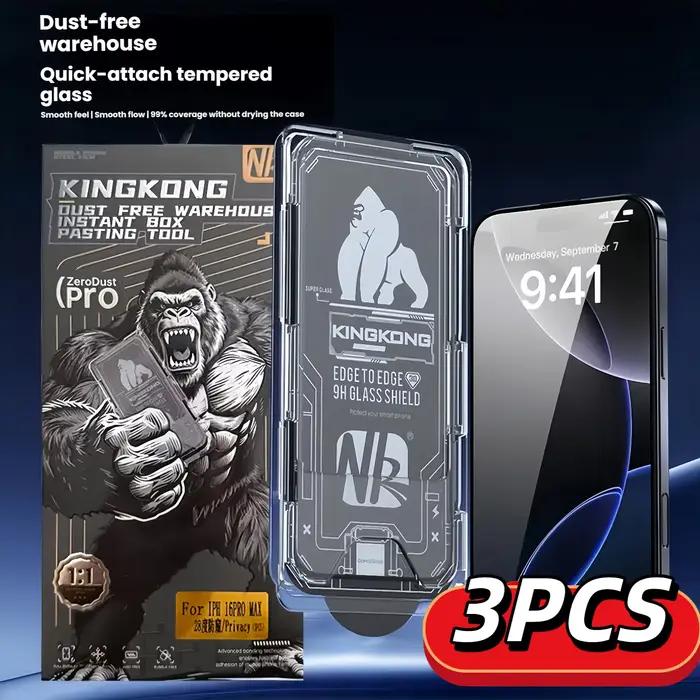 Protecteur d'écran pour iPhone17/16/15Pro, 3 pièces, Film de protection antichoc en verre Gorilla po