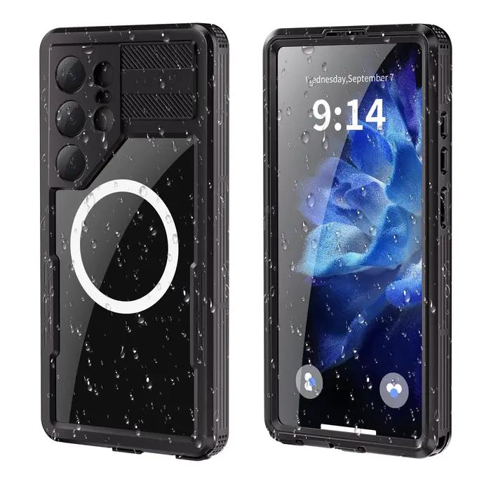 Coque de téléphone étanche IP68 avec lanière magnétique pour Samsung Galaxy S25 Ultra S24 (Lot : S23