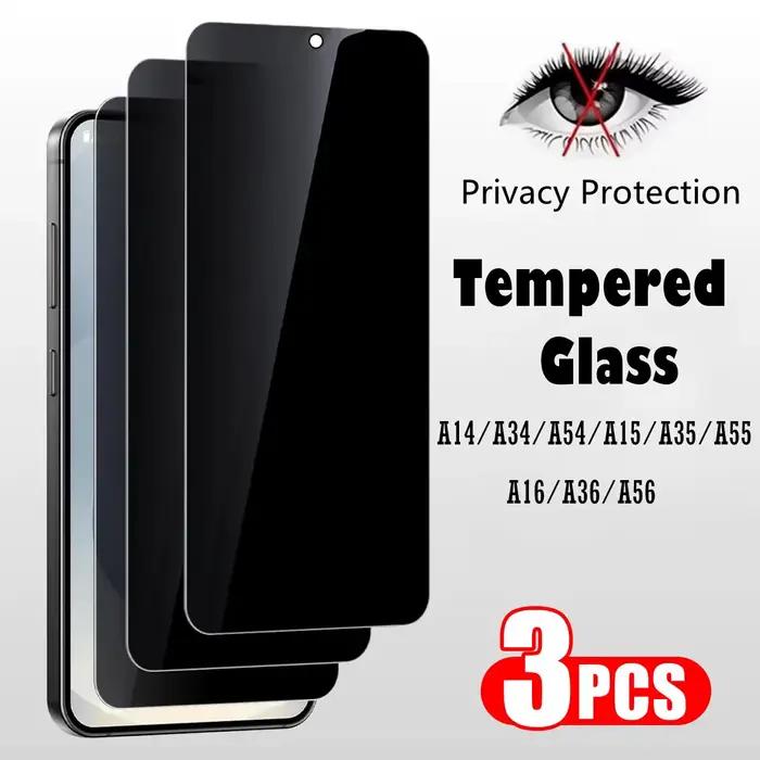 3 pièces Protection de la vie privée couverture complète protecteur d'écran en verre pour Samsung Ga