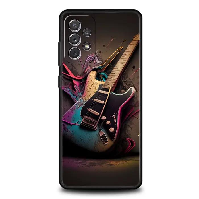 Coque de téléphone pour Samsung avec design de guitare et touches musicales, étui souple à moitié enveloppé pour Galaxy A14 A54 A34 A51 A71 A72 A73 A32 A52 A52S A01 A11 A21S A31 A41 5G