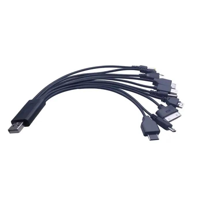 Câble USB 10 en 1 vers multi-ports pour chargeurs de téléphone Samsung Nokia et autres marques compatibles pour charge rapide et sécurisée en déplacement