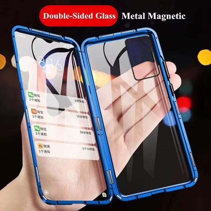 Coque de protection magnétique 360° en métal pour Samsung A16 A26 A36 A56 A55 A54 A53 A52 A37 avec couverture en verre double face haute définition
