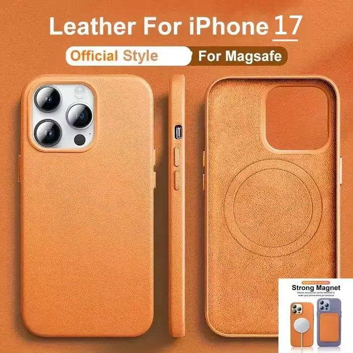 Étui en cuir magnétique officiel pour Apple iPhone 17 Pro Max 16 13 12 14 15 Plus