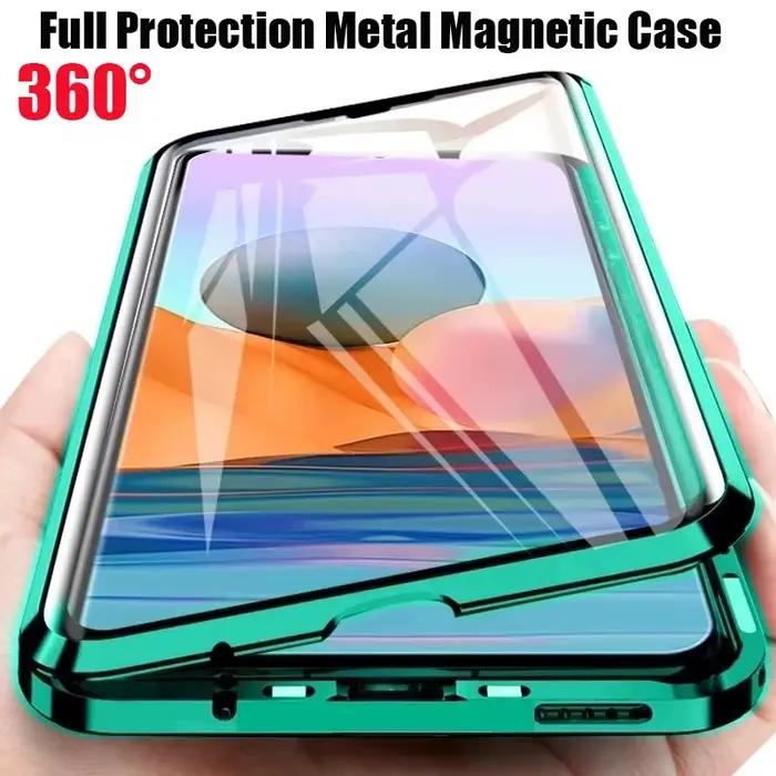 Coque de protection magnétique 360° en métal pour Samsung A16 A26 A36 A56 A55 A54 A53 A52 A37 avec couverture en verre double face haute définition