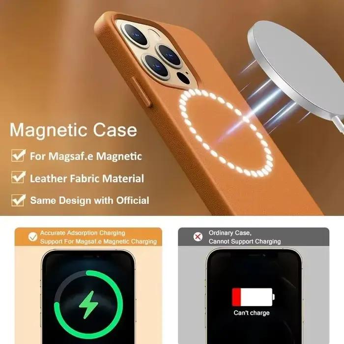 Étui en cuir magnétique officiel pour Apple iPhone 17 Pro Max 16 13 12 14 15 Plus