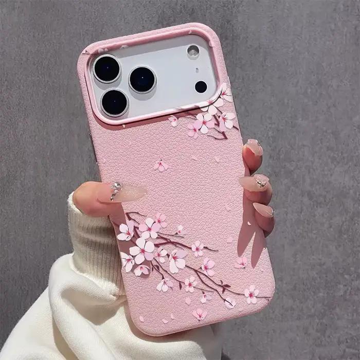 Coque de téléphone antichoc motif fleurs de pêcher roses pour iPhone 17 Pro 16 Pro 15 Pro Max 14 13 12 11 SE Occasions Spéciales