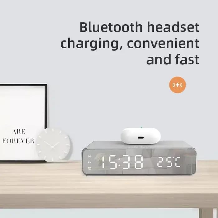 Chargeur sans fil pour iPhone et Samsung, réveil numérique LED, charge rapide, écouteurs Therye.com, chargeurs de téléphone, station S6