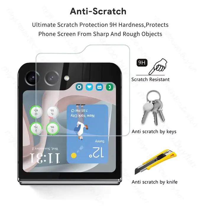 Lot de 3 protections d'écran arrière en verre trempé pour Samsung Galaxy Z Flip5 Flip6 Flip7 Flip8 Flip 5 6 7 8 – Verres de protection arrière