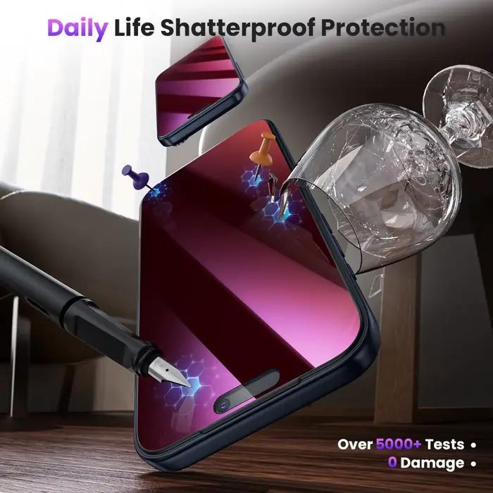NNBILI Lot de 2 films de protection d'écran anti-espion - Dégradé violet anti-lumière bleue