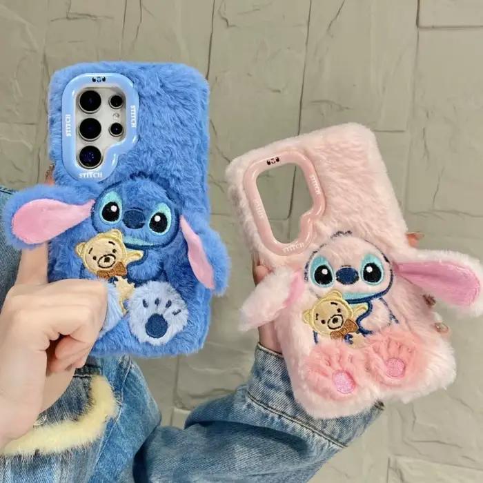 Coque de téléphone en peluche avec motif de dessin animé mignon
