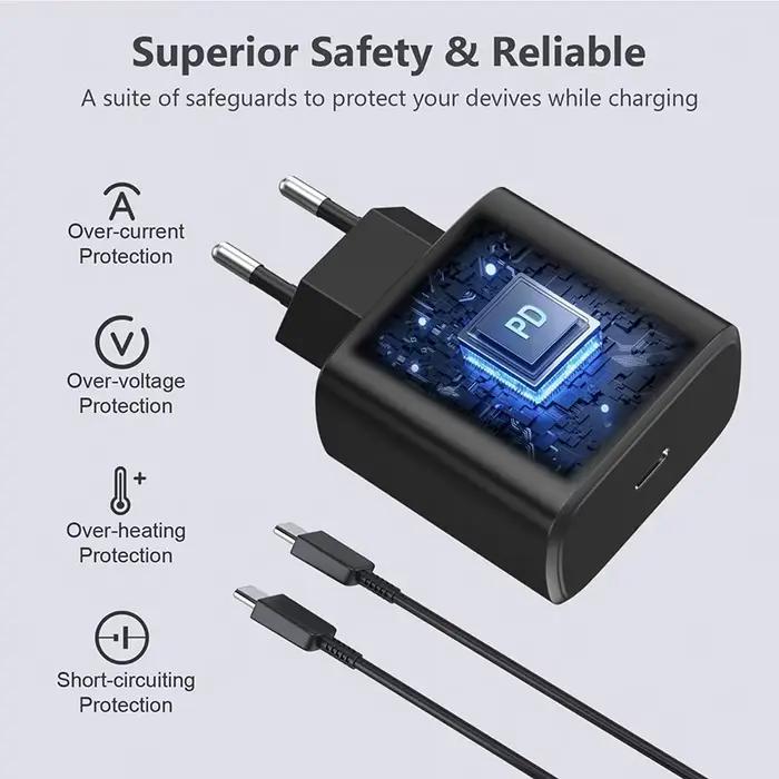 Chargeur Samsung d'origine 45w Super Fast Charge Adaptateur EU US USB C