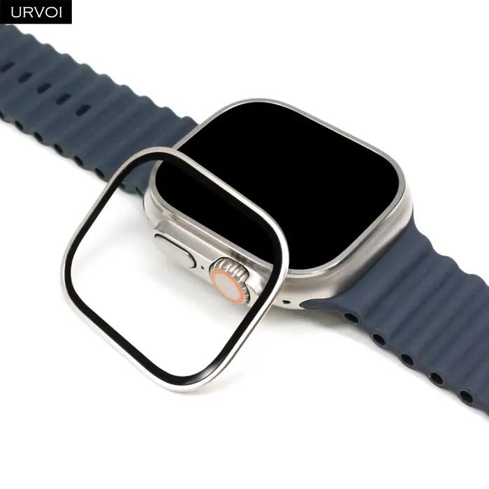 URVOI protecteur d'écran en verre trempé pour Apple Watch Ultra 3 49mm dur incurvé clair 3D pour iWatch cadre métallique lentille accessoires