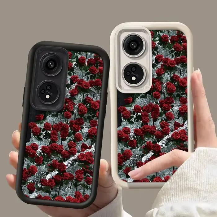 Coque de téléphone en silicone fleur rose de luxe pour Oppo Reno8T, Reno 8 T, 4G, 5G, Reno8 T, protection de l'appareil photo, coque arrière