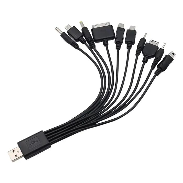 Câble USB 10 en 1 vers multi-ports pour chargeurs de téléphone Samsung Nokia et autres marques compatibles pour charge rapide et sécurisée en déplacement