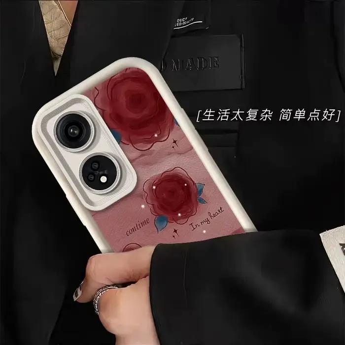 Coque de téléphone en silicone fleur rose de luxe pour Oppo Reno8T, Reno 8 T, 4G, 5G, Reno8 T, protection de l'appareil photo, coque arrière