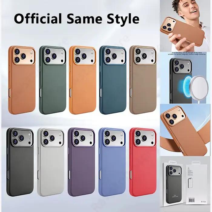 Étui en cuir magnétique officiel pour Apple iPhone 17 Pro Max 16 13 12 14 15 Plus