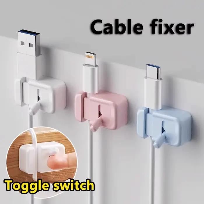 Clip de gestion des câbles pour bureau - Organisateur de câbles simple à fixer sur le bord, sans perçage, pour câbles de charge et fils de données.