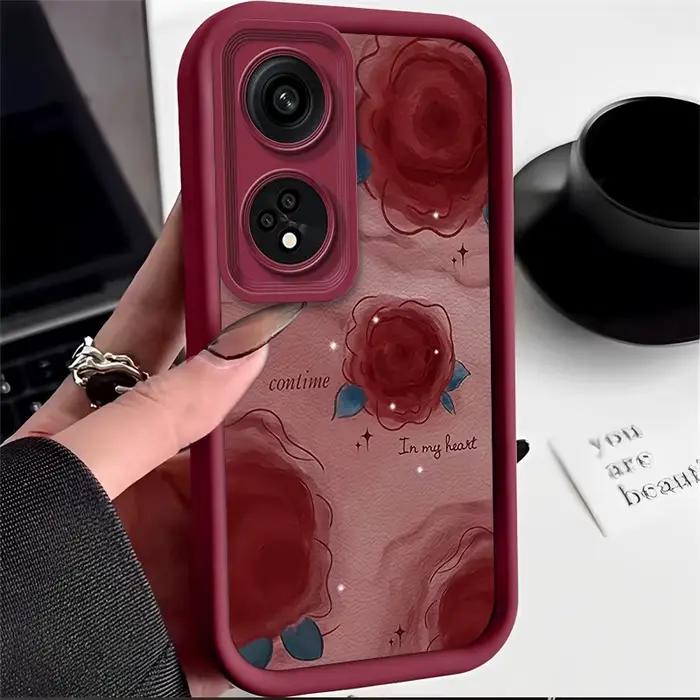 Coque de téléphone en silicone fleur rose de luxe pour Oppo Reno8T, Reno 8 T, 4G, 5G, Reno8 T, protection de l'appareil photo, coque arrière