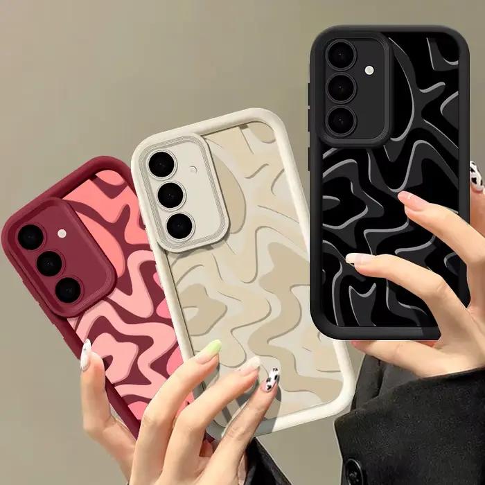Coque de téléphone à motif rayé pour Samsung Galaxy A57 A27 A37 A56 A16 A17 A36 A26 A55 A54 A15 S26 S25 S24 S23 S22