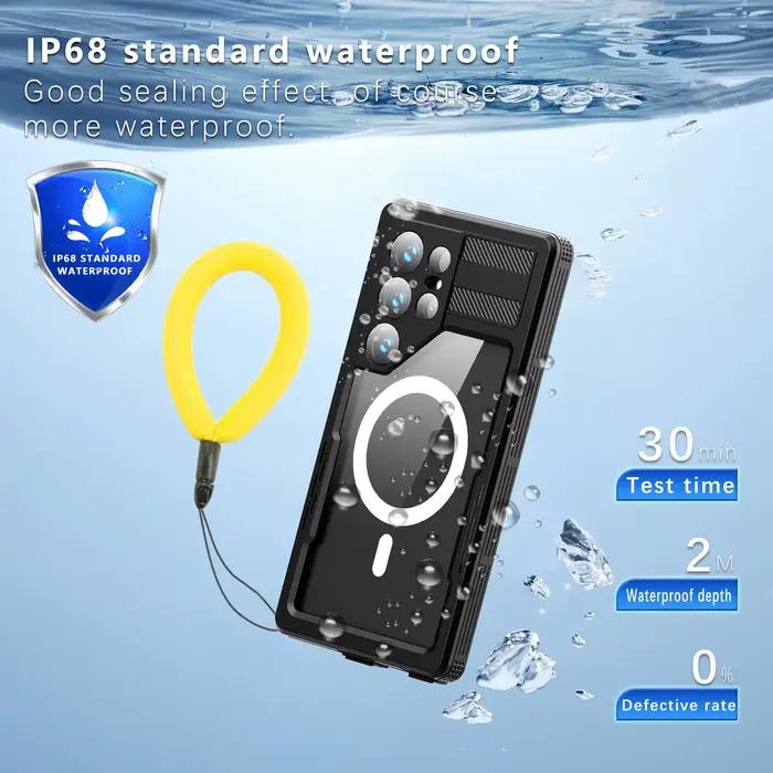 Coque de téléphone étanche IP68 avec lanière magnétique pour Samsung Galaxy S25 Ultra S24 (Lot : S23 n'a pas une