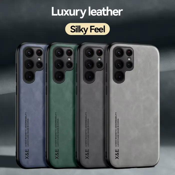 Étui en cuir de mouton magnétique pour Samsung S25 S24 S23 S22 Ultra S21 S20 FE Plus A73 A52s A54 A53 A55 5G coque antichoc élégante pour homme et femme occasions spéciales