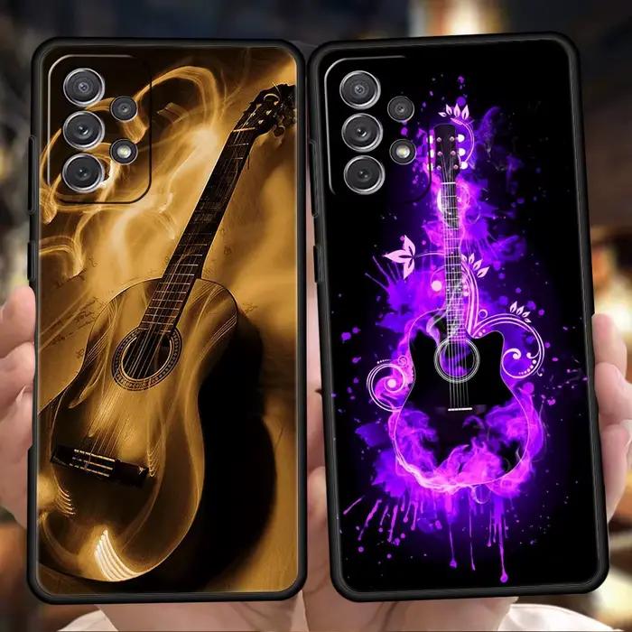 Coque de téléphone pour Samsung avec design de guitare et touches musicales, étui souple à moitié enveloppé pour Galaxy A14 A54 A34 A51 A71 A72 A73 A32 A52 A52S A01 A11 A21S A31 A41 5G
